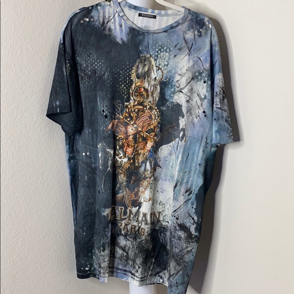 Balmain Over-sized distressed tee.